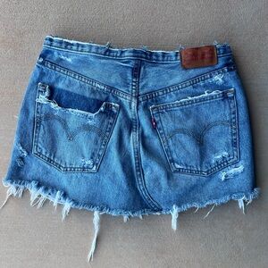 Levi's Distressed Blue Denim Mini Skirt